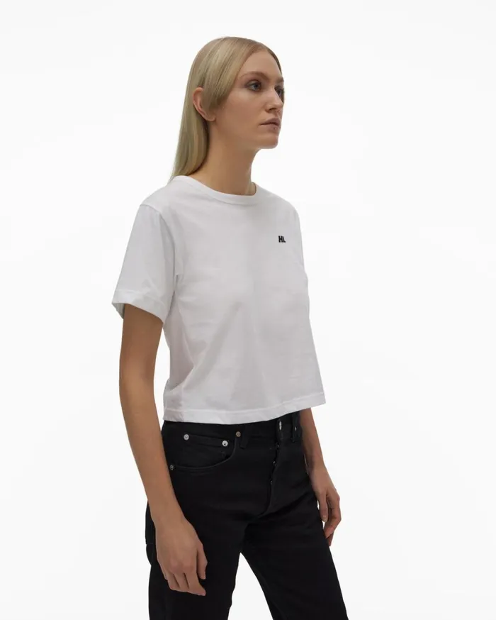 Women Cropped Logo Tee White Helmut Lang TShirts and Sweatshirts