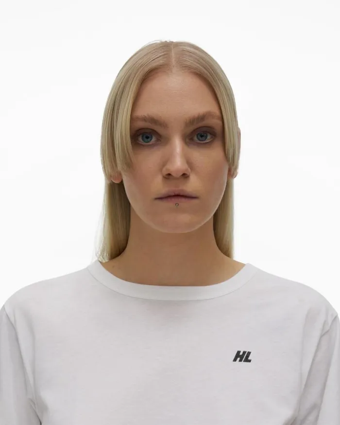 Women Cropped Logo Tee White Helmut Lang TShirts and Sweatshirts