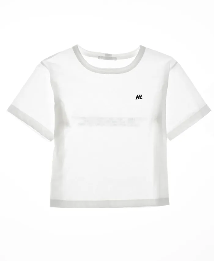 Women Cropped Logo Tee White Helmut Lang TShirts and Sweatshirts