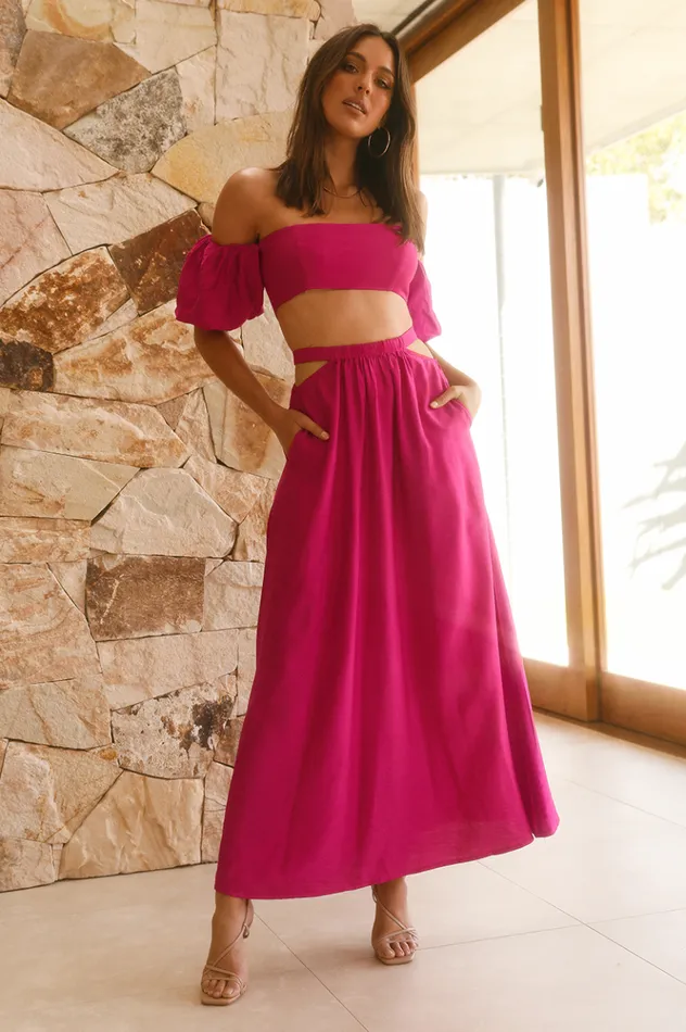 Women Crops Runaway The Label Jolie Top Fuchsia