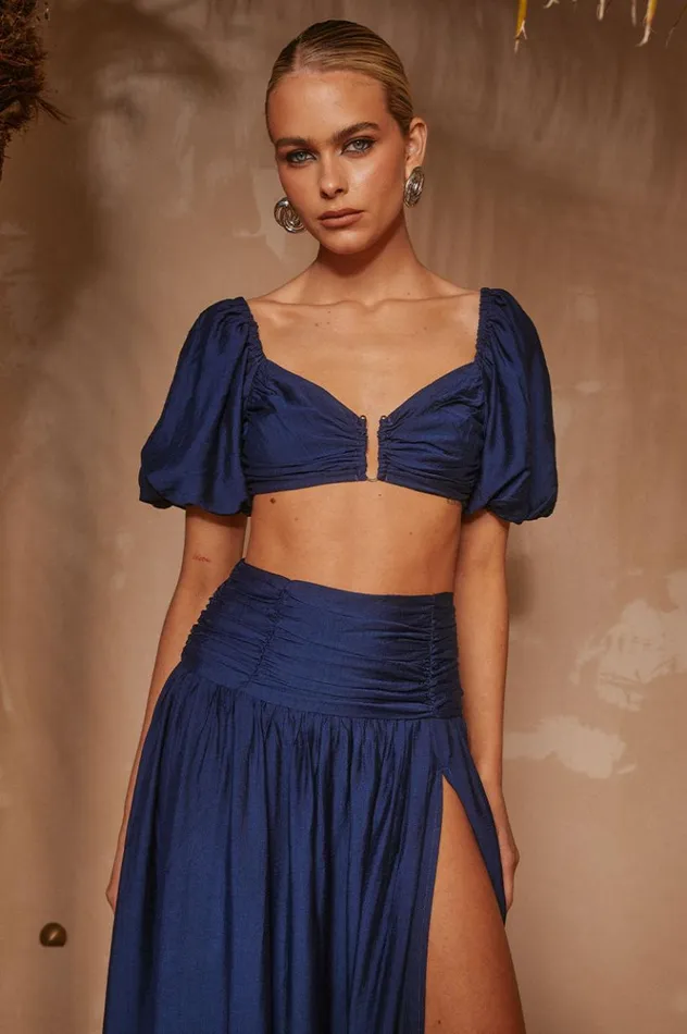 Women Crops Runaway The Label KELANI LUXE TOP Navy