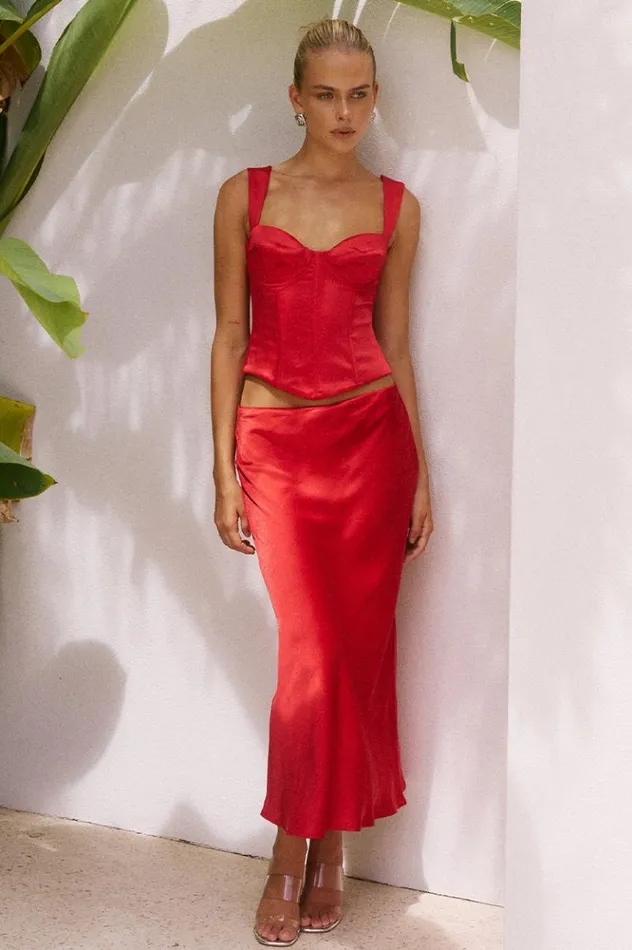Women Crops Runaway The Label OURA BUSTIER Red