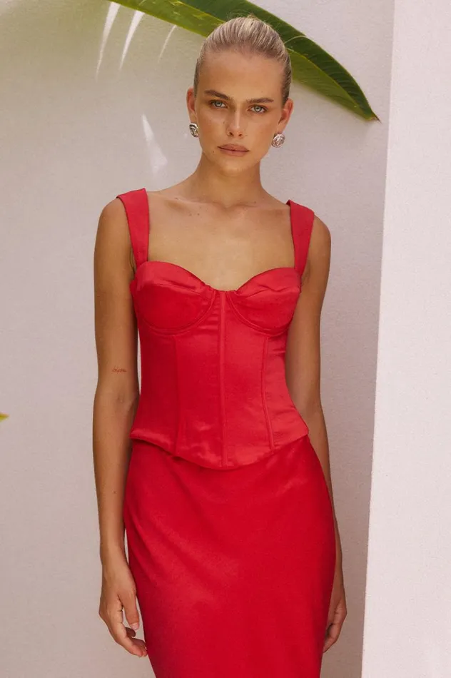Women Crops Runaway The Label OURA BUSTIER Red