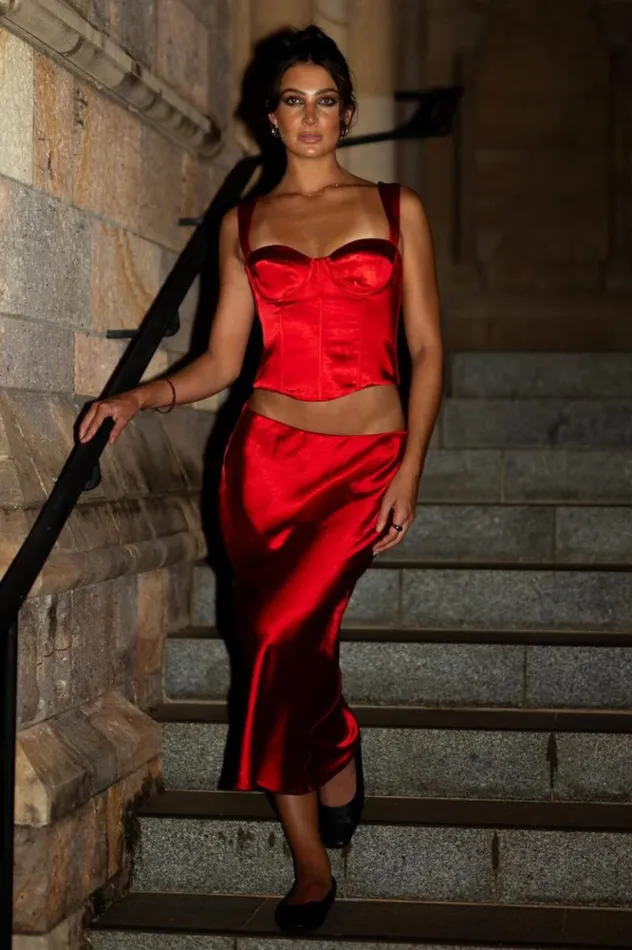 Women Crops Runaway The Label OURA BUSTIER Red