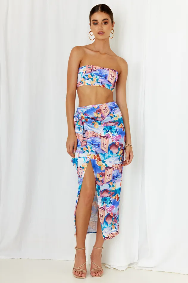 Women Crops Runaway The Label Salerno Crop Purple Print Women Crops Runaway The Label Salerno Crop Purple Print