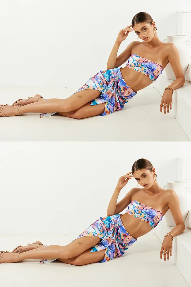 Women Crops Runaway The Label Salerno Crop Purple Print Women Crops Runaway The Label Salerno Crop Purple Print