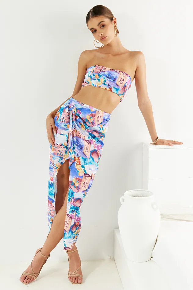 Women Crops Runaway The Label Salerno Crop Purple Print Women Crops Runaway The Label Salerno Crop Purple Print
