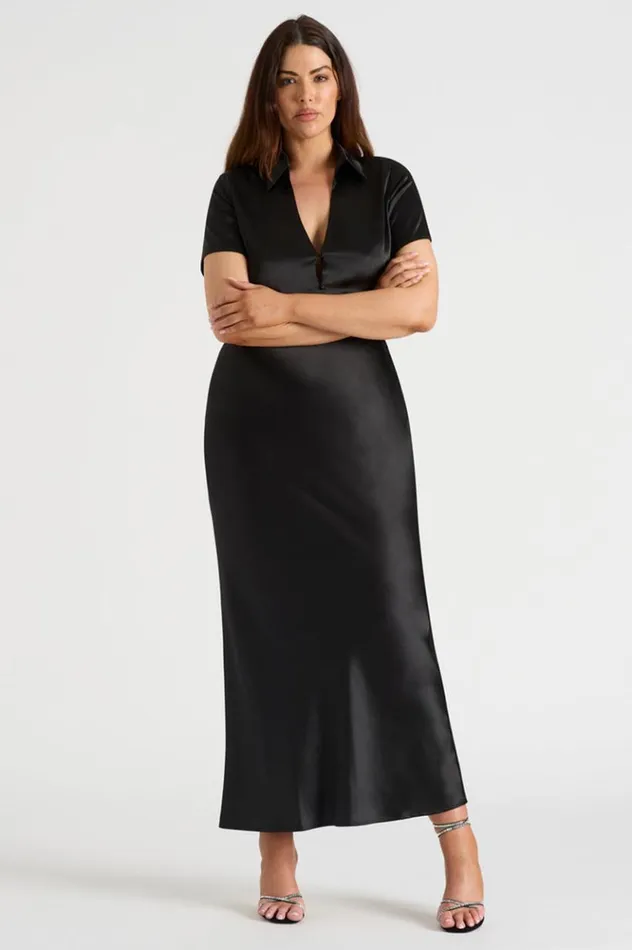Women Crops Runaway The Label THE SATIN SHIRT Black Women Crops Runaway The Label THE SATIN SHIRT Black