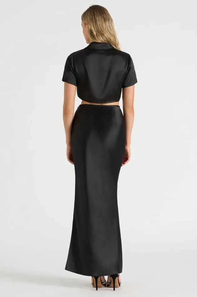 Women Crops Runaway The Label THE SATIN SHIRT Black Women Crops Runaway The Label THE SATIN SHIRT Black