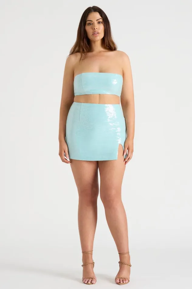 Women Crops Runaway The Label THE SEQUIN BANDEAU Aqua Women Crops Runaway The Label THE SEQUIN BANDEAU Aqua