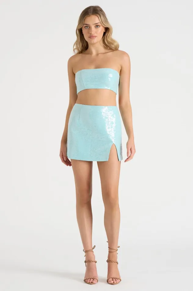 Women Crops Runaway The Label THE SEQUIN BANDEAU Aqua Women Crops Runaway The Label THE SEQUIN BANDEAU Aqua