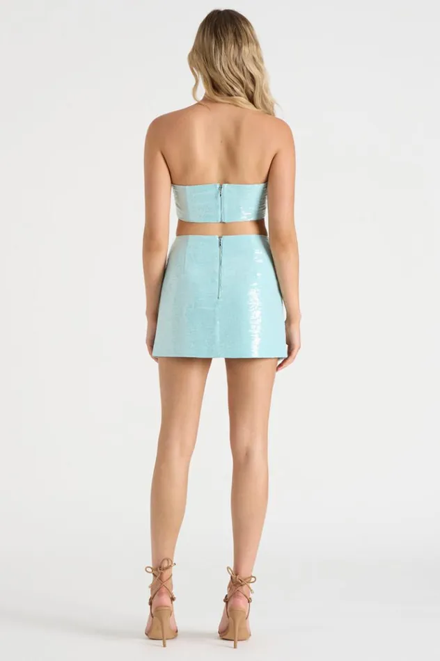 Women Crops Runaway The Label THE SEQUIN BANDEAU Aqua Women Crops Runaway The Label THE SEQUIN BANDEAU Aqua