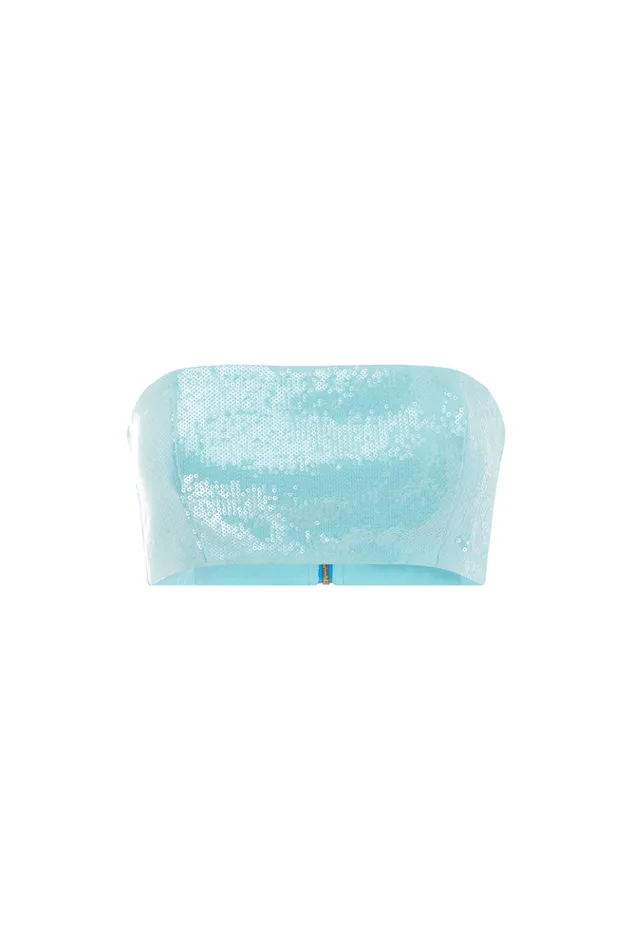 Women Crops Runaway The Label THE SEQUIN BANDEAU Aqua Women Crops Runaway The Label THE SEQUIN BANDEAU Aqua