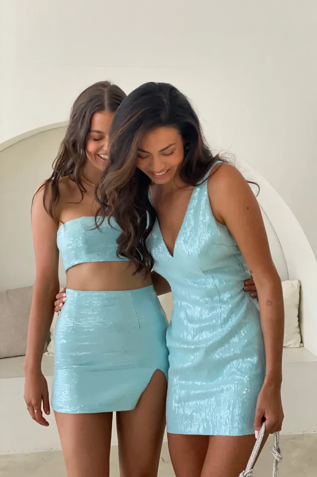 Women Crops Runaway The Label THE SEQUIN BANDEAU Aqua Women Crops Runaway The Label THE SEQUIN BANDEAU Aqua