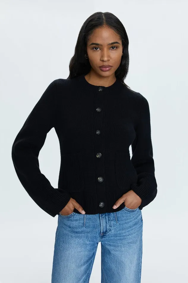 Women Dani Cardigan 8211 Noir Pistola Denim Sweaters and Knits