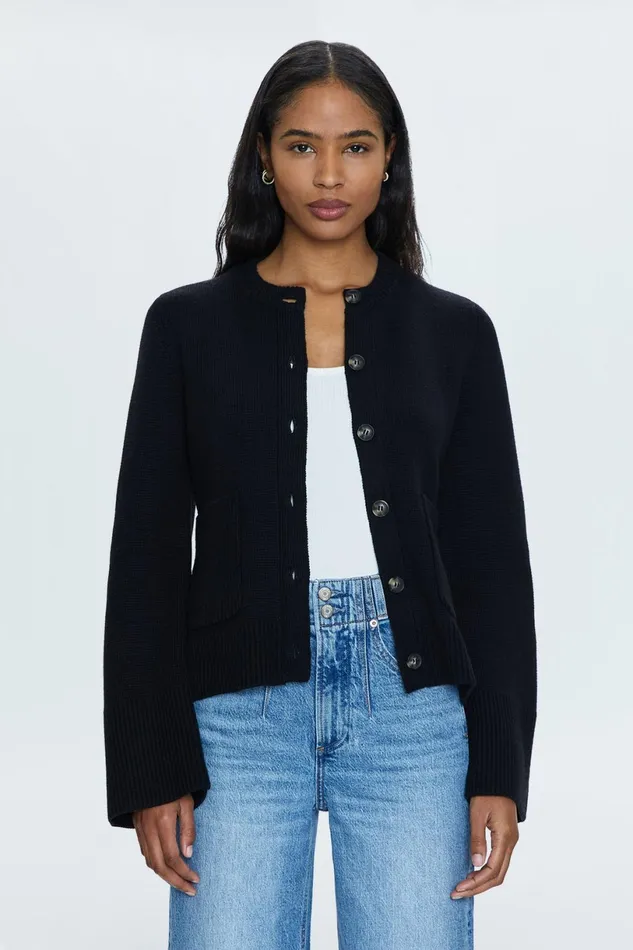 Women Dani Cardigan 8211 Noir Pistola Denim Sweaters and Knits