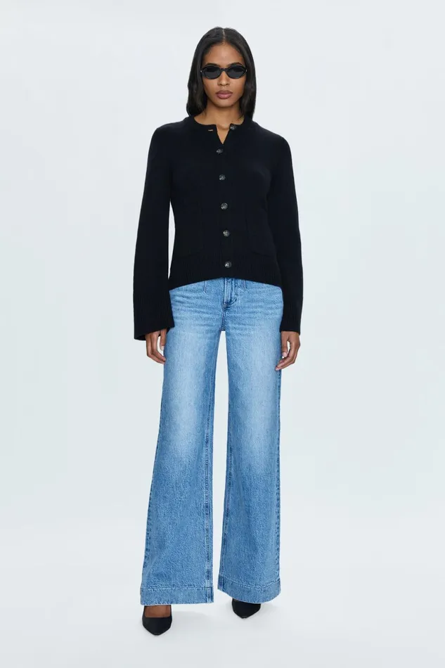 Women Dani Cardigan 8211 Noir Pistola Denim Sweaters and Knits