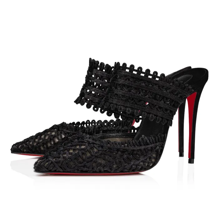 Women Deia 100 Mm Mules 8211 Fabric And Veau Velours 8211 Black Black Christian Louboutin Pumps Women Deia 100 Mm Mules 8211 Fabric And Veau Velours 8211 Black Black Christian Louboutin Pumps