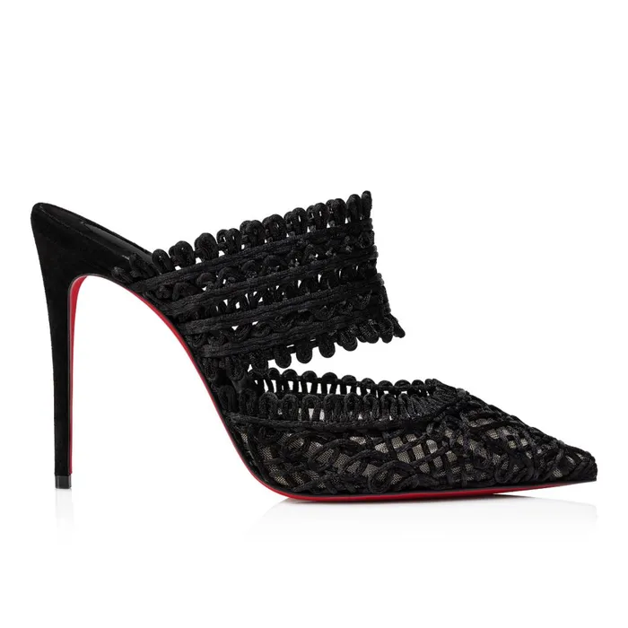 Women Deia 100 Mm Mules 8211 Fabric And Veau Velours 8211 Black Black Christian Louboutin Pumps