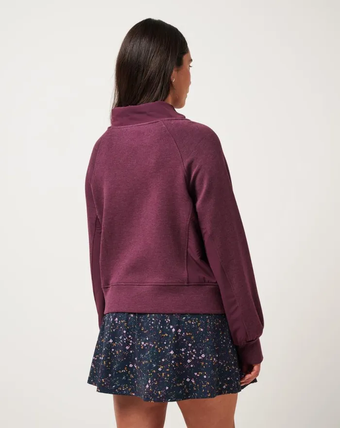 Women DELIGHTFUL FUNNEL NECK Heather Winetasting TravisMathew Hoodies and Pullovers