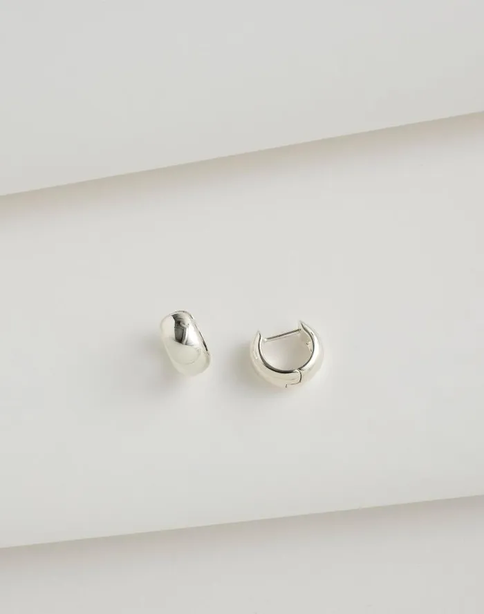 Women DemiFine Chunky Huggie Hoop Earrings Sterling Silver Madewell Jewelry
