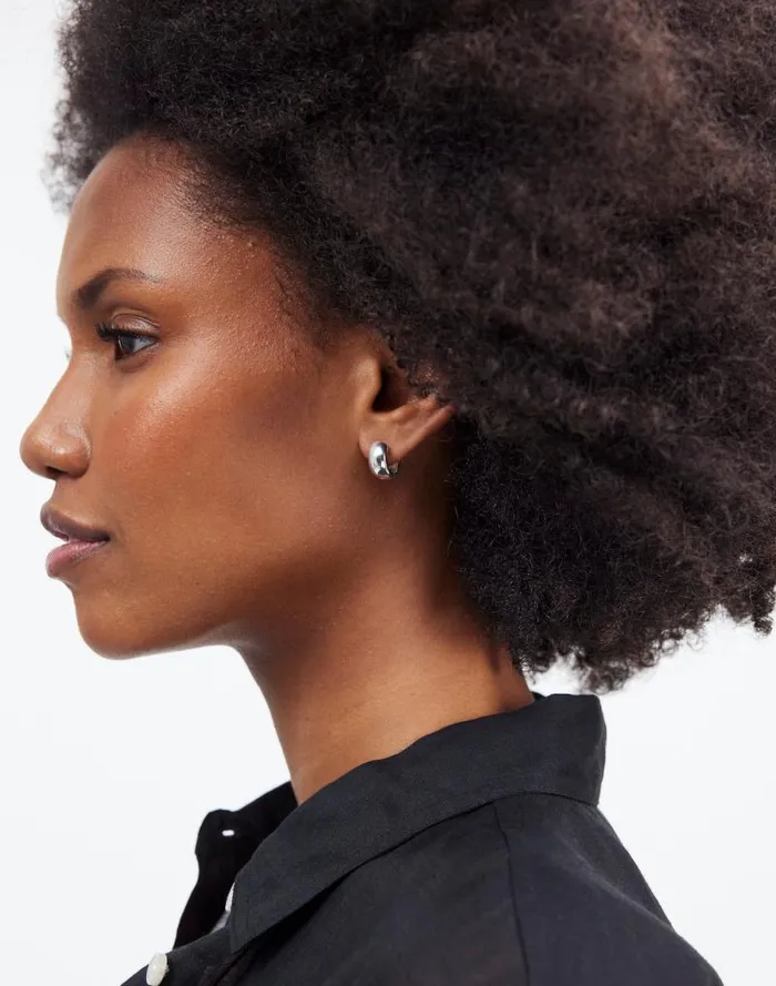 Women DemiFine Chunky Huggie Hoop Earrings Sterling Silver Madewell Jewelry