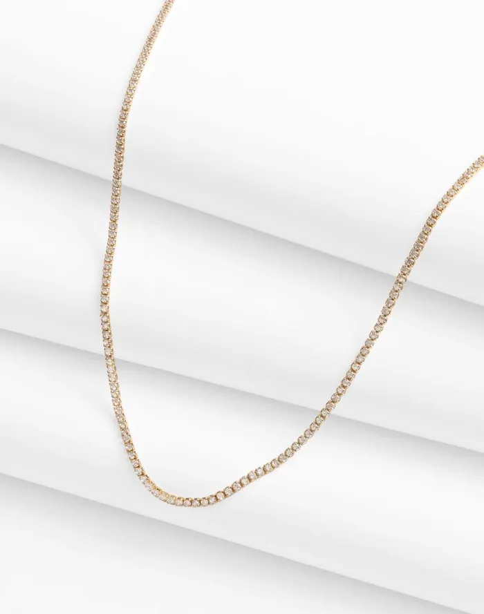 Women DemiFine Crystal Tennis Necklace 14k Gold Madewell Jewelry