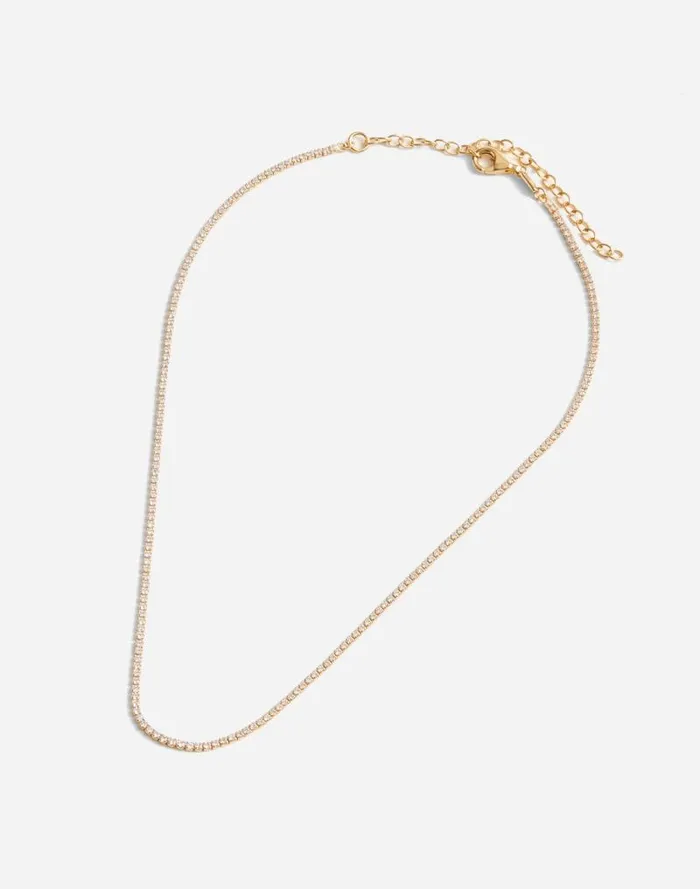 Women DemiFine Crystal Tennis Necklace 14k Gold Madewell Jewelry