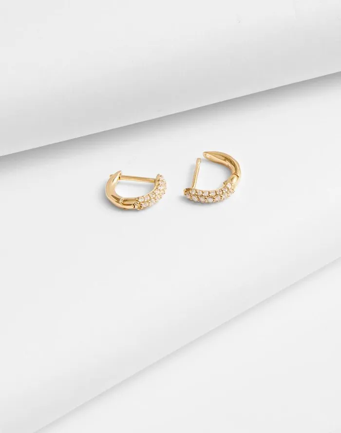Women DemiFine Pav Huggie Hoop Earrings 14k Gold Madewell Jewelry