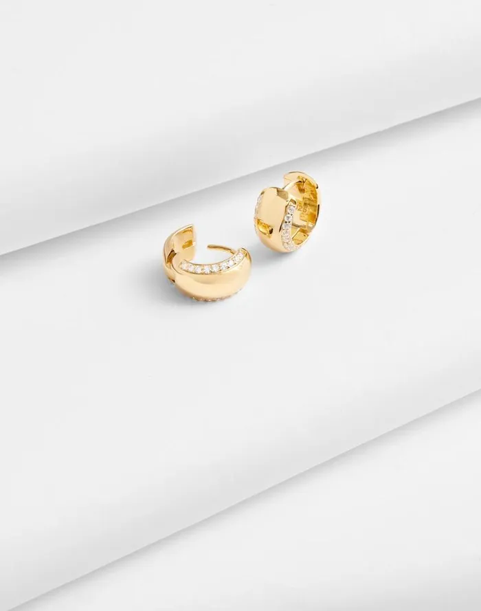 Women DemiFine Pronged Crystal Huggie Hoop Earrings 14k Gold Madewell Jewelry Women DemiFine Pronged Crystal Huggie Hoop Earrings 14k Gold Madewell Jewelry