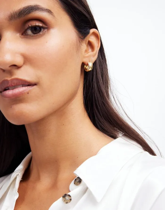 Women DemiFine Pronged Crystal Huggie Hoop Earrings 14k Gold Madewell Jewelry