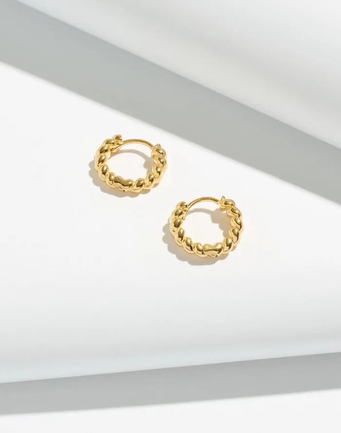 Women DemiFine Puffed Huggie Hoop Earrings 14k Gold Madewell Jewelry