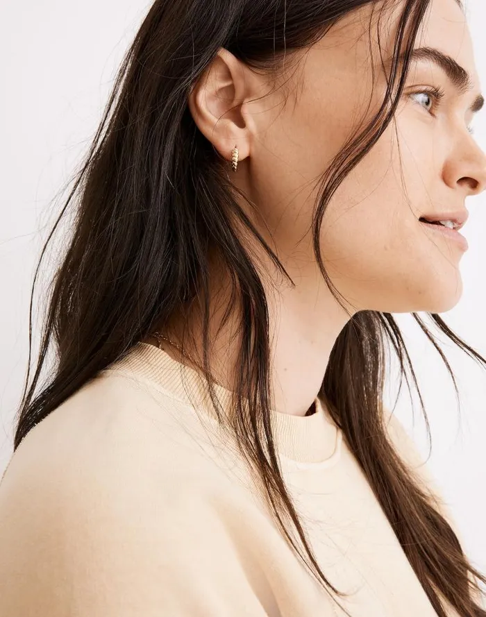 Women DemiFine Puffed Huggie Hoop Earrings 14k Gold Madewell Jewelry