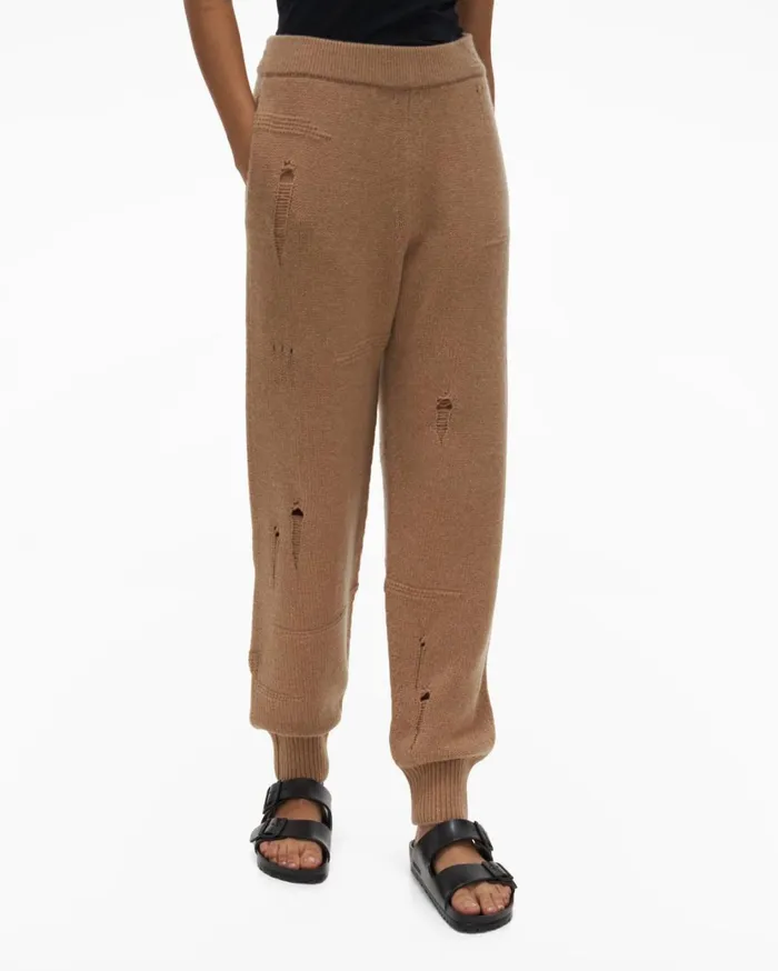 Women Distressed Pant Camel Helmut Lang Pants