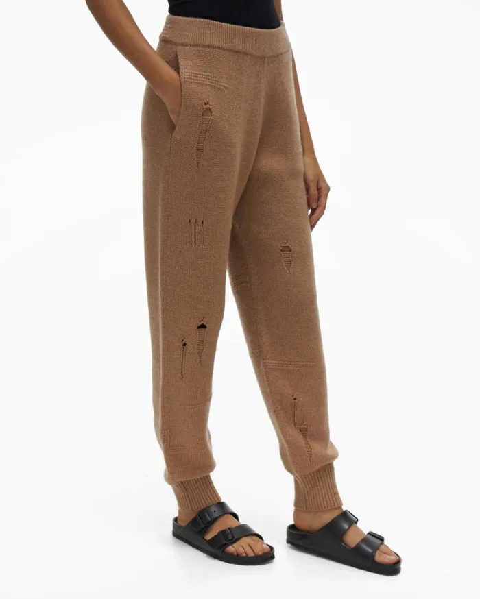 Women Distressed Pant Camel Helmut Lang Pants