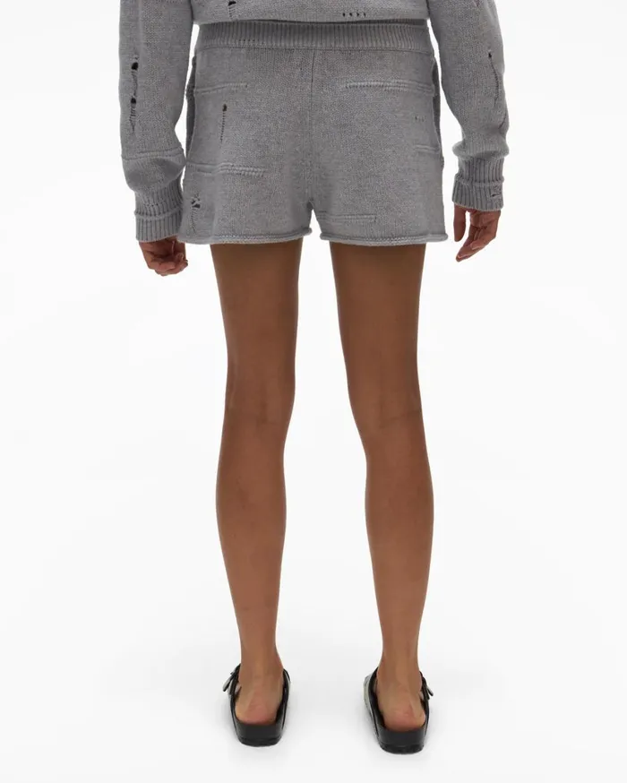 Women Distressed Short Grey Melange Helmut Lang Shorts