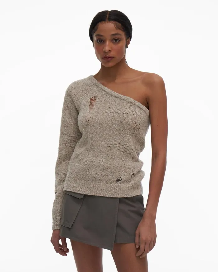 Women Distressed Top Sandstorm Helmut Lang Tops