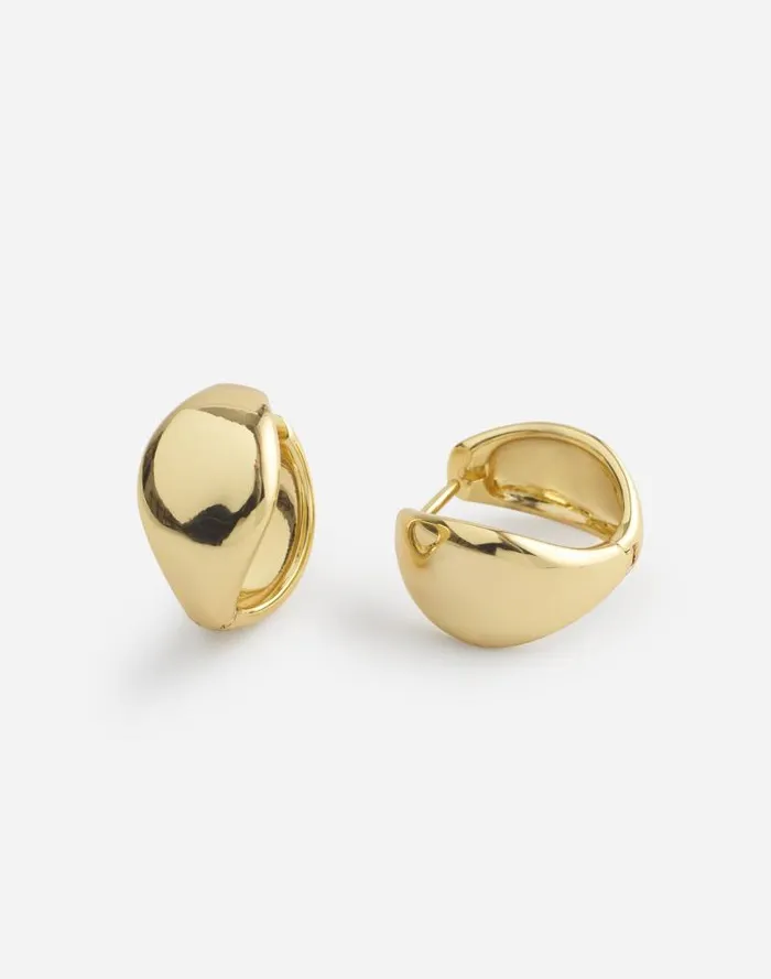 Women Dome Statement Hoop Earrings Pale Gold Madewell Jewelry