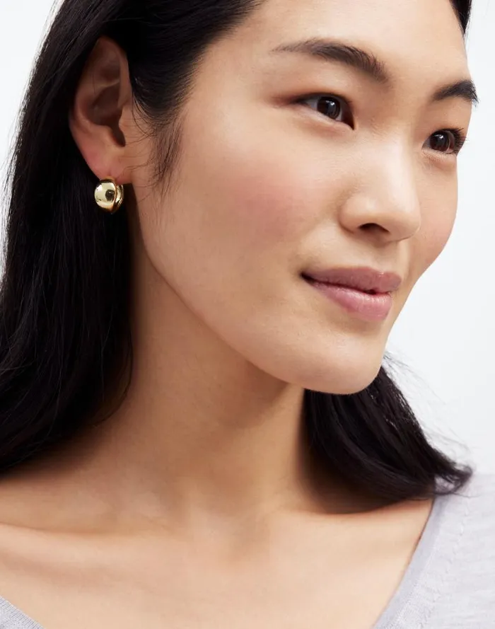 Women Dome Statement Hoop Earrings Pale Gold Madewell Jewelry