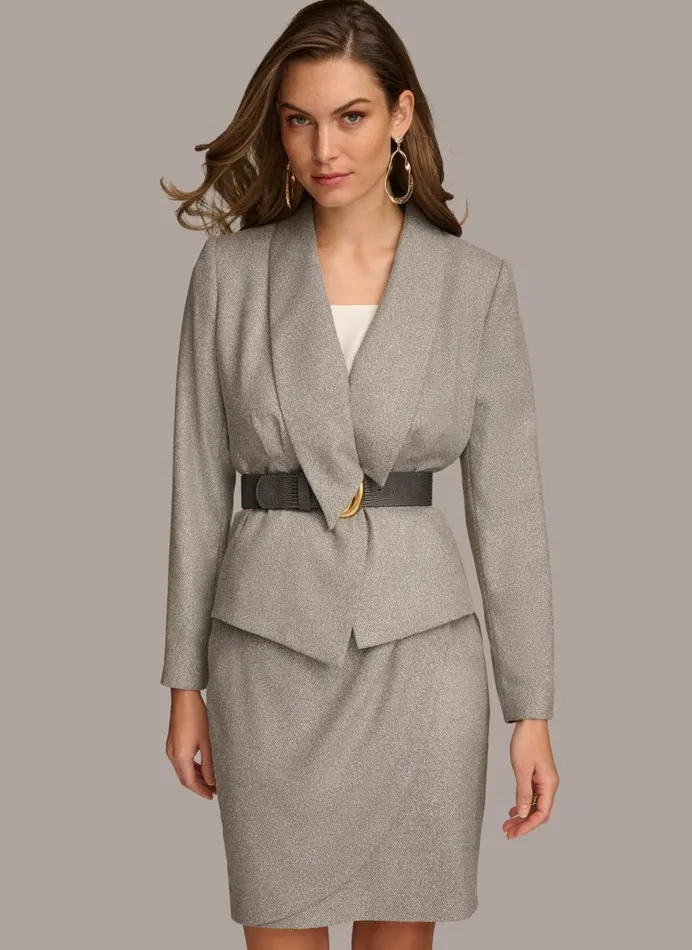 Women Donna Karan Blazers NOVELTY BELTED JACKET Pearlcream