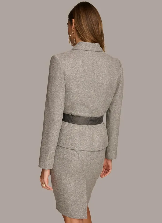 Women Donna Karan Blazers NOVELTY BELTED JACKET Pearlcream