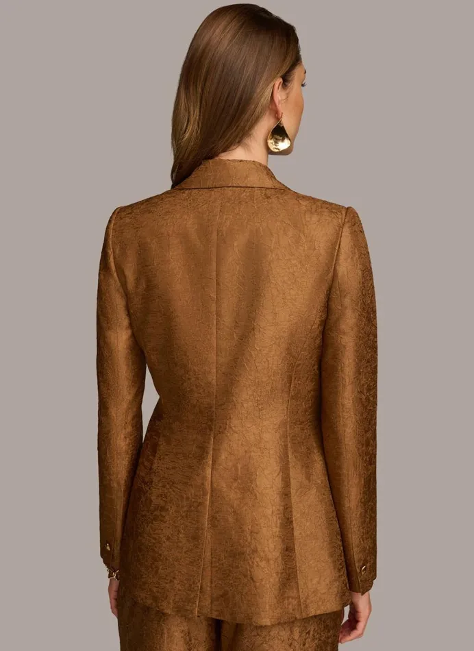 Women Donna Karan Blazers NOVELTY ONE BUTTON JACKET Bronze