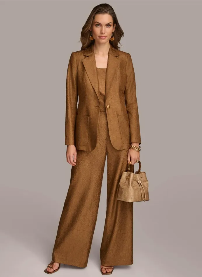 Women Donna Karan Blazers NOVELTY ONE BUTTON JACKET Bronze