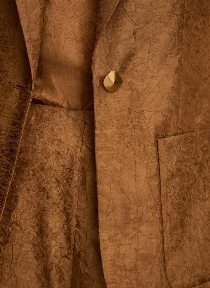 Women Donna Karan Blazers NOVELTY ONE BUTTON JACKET Bronze