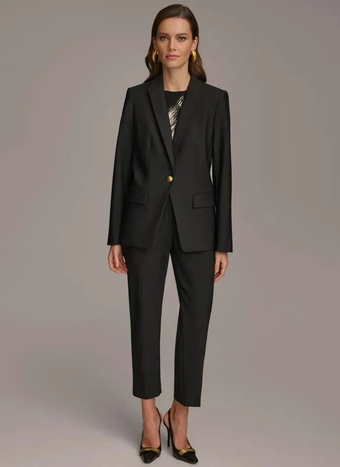 Women Donna Karan Blazers ONE BUTTON JACKET Black