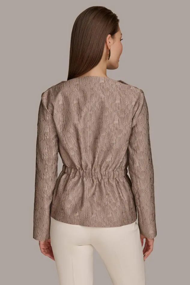 Women Donna Karan Blazers TEXTURED JACKET WITH TIE BELT Mink