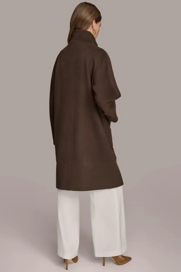Women Donna Karan Coats And Jackets FUNNEL NECK COAT Brown