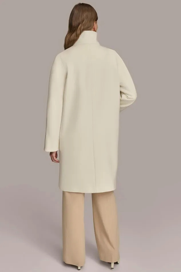 Women Donna Karan Coats And Jackets FUNNEL NECK COAT Ivory