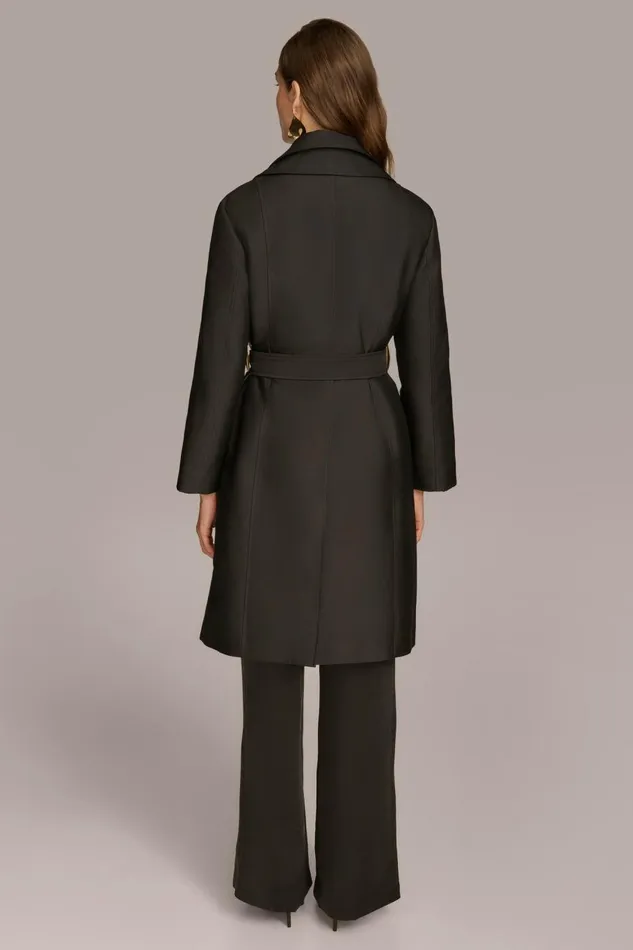 Women Donna Karan Coats And Jackets LAYERED EFFECT COAT Black