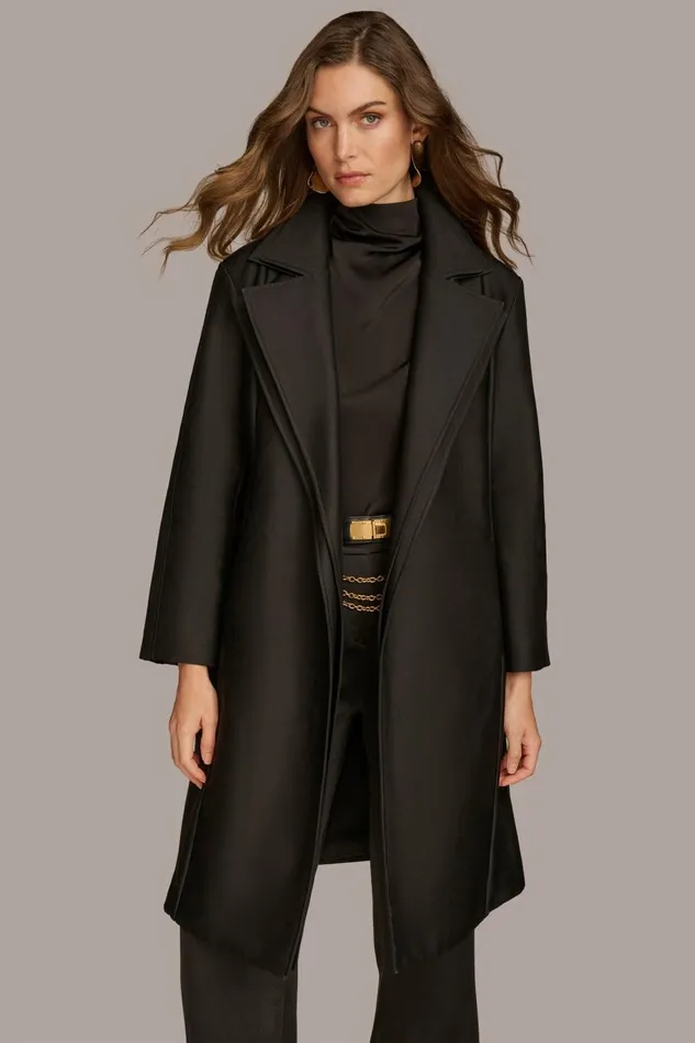 Women Donna Karan Coats And Jackets LAYERED EFFECT COAT Black